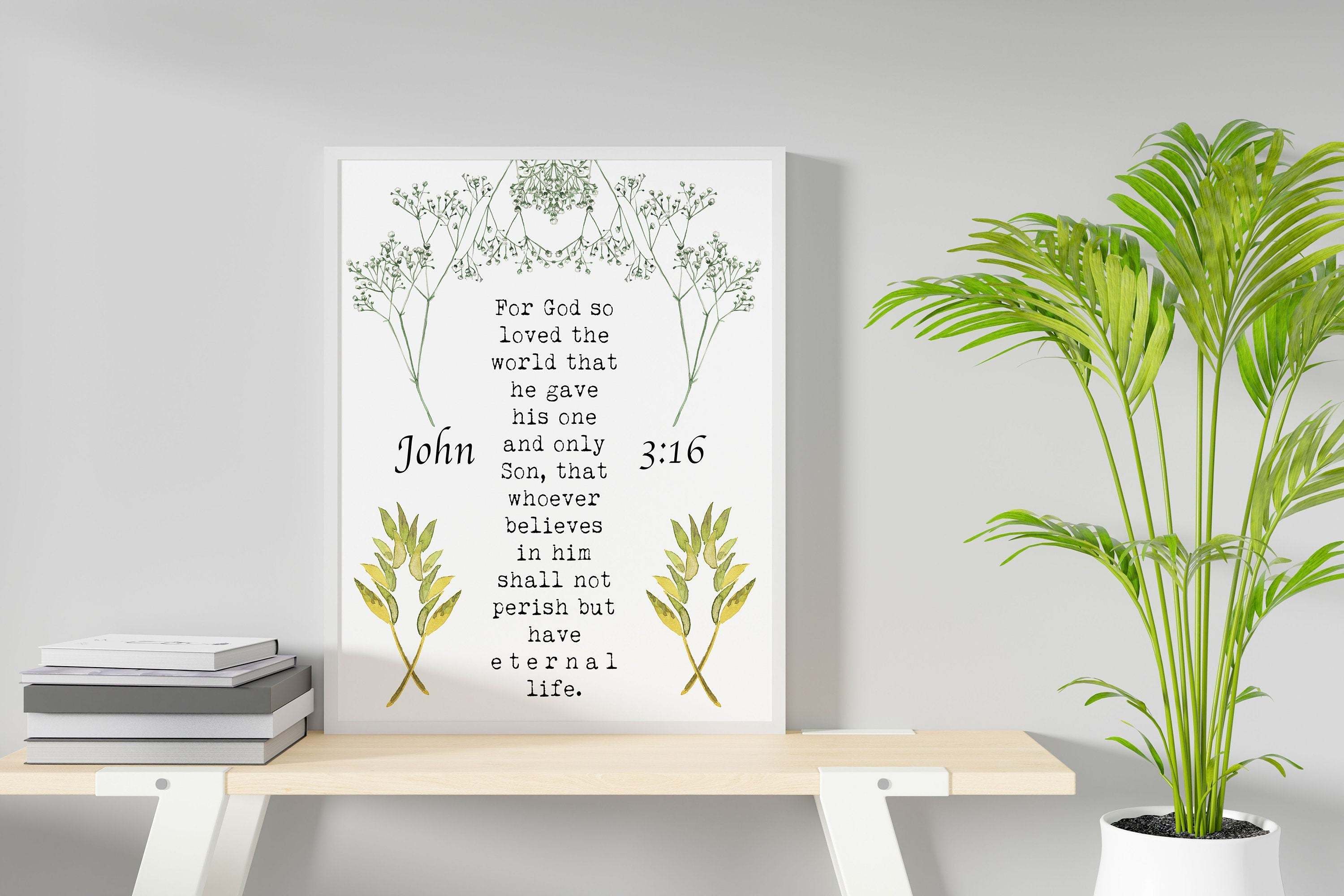 John 3:16 Bible Verse Print, For GOD So Loved The World Inspirational –  BookQuoteDecor