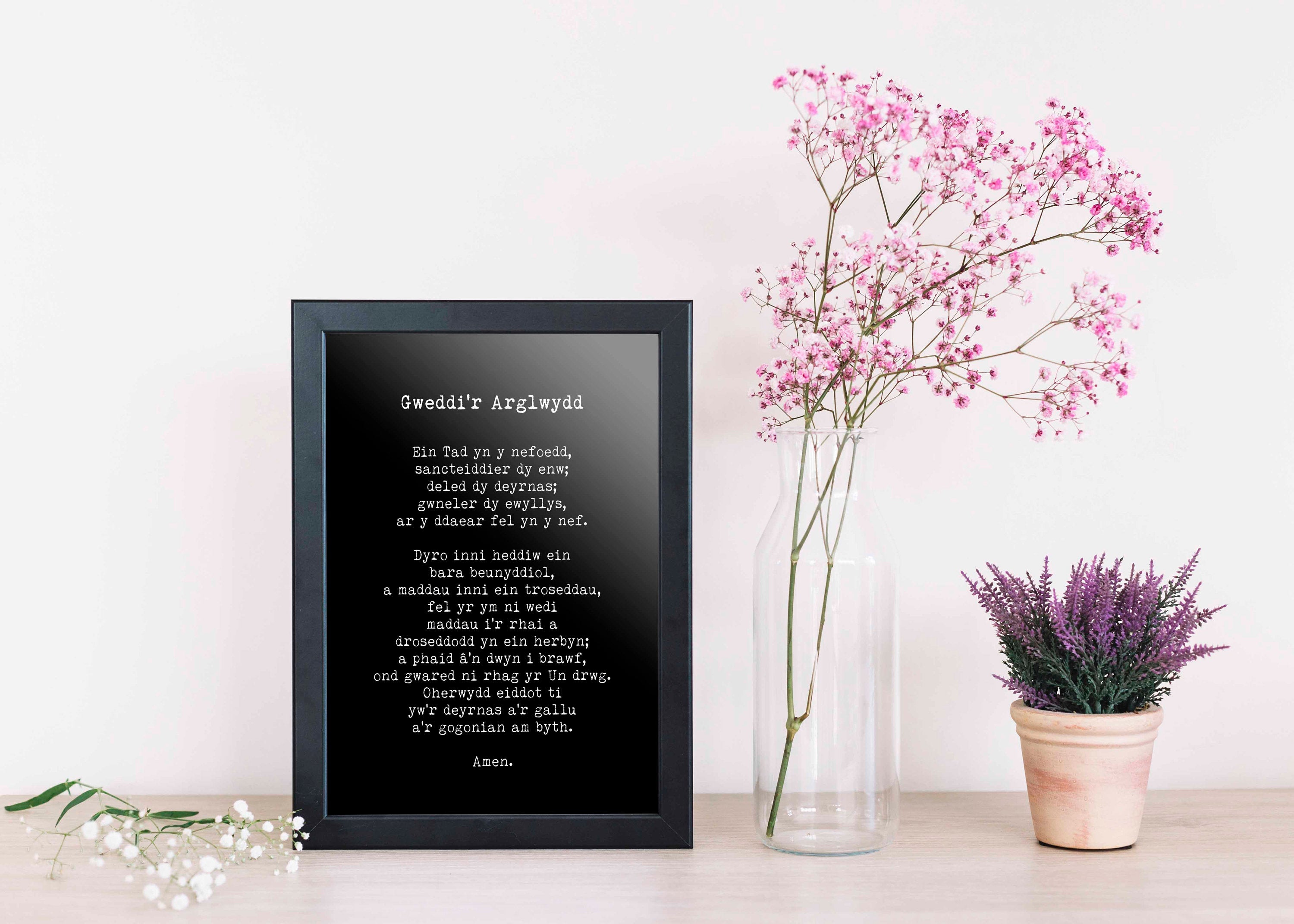 Welsh LORD's Prayer Print, Gweddi'r Arglwydd Ein Tad – BookQuoteDecor