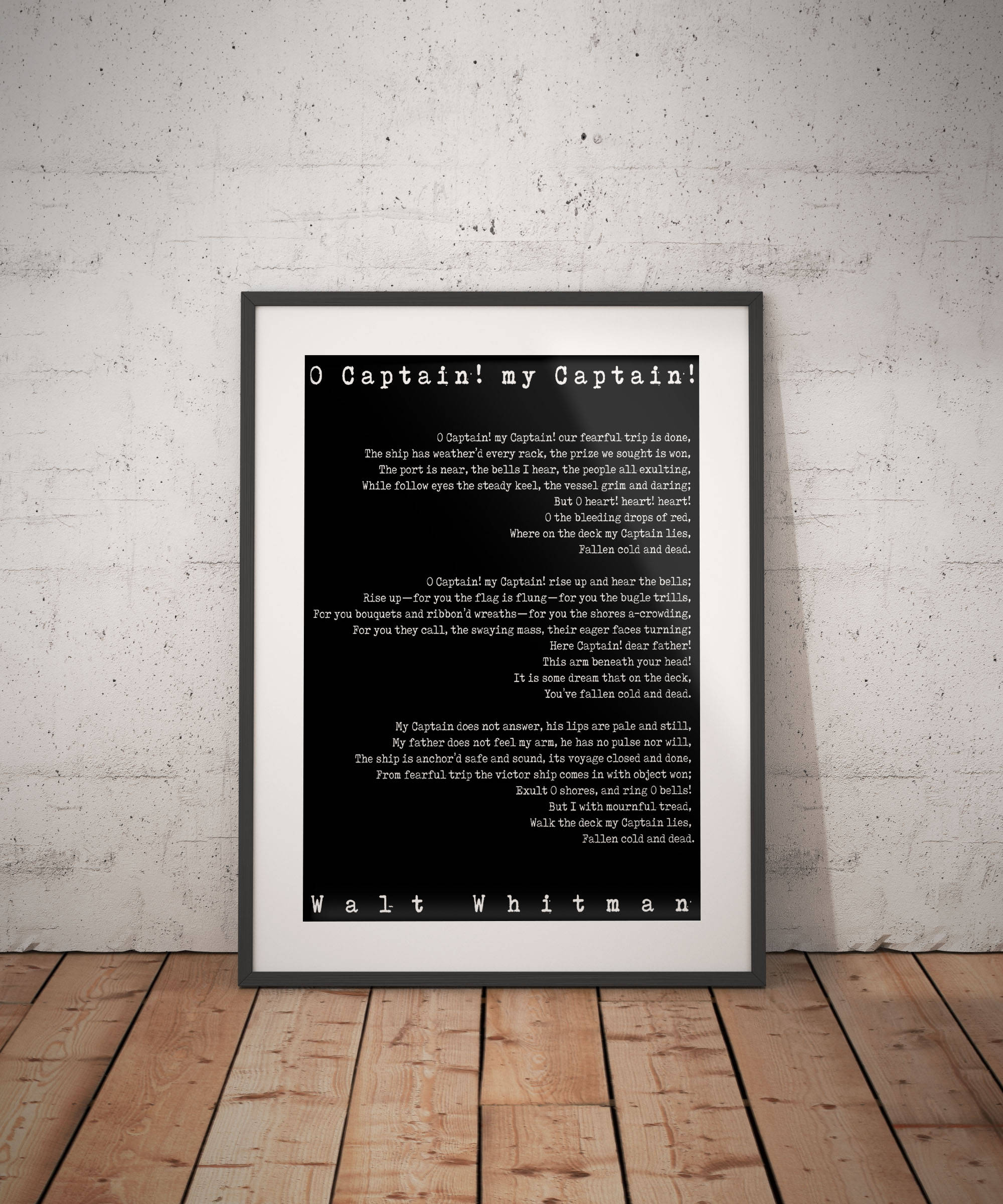 Walt Whitman Poem Art O Captain Print Literary Poster, Leaves of Grass literary quote print, Unframed - BookQuoteDecor