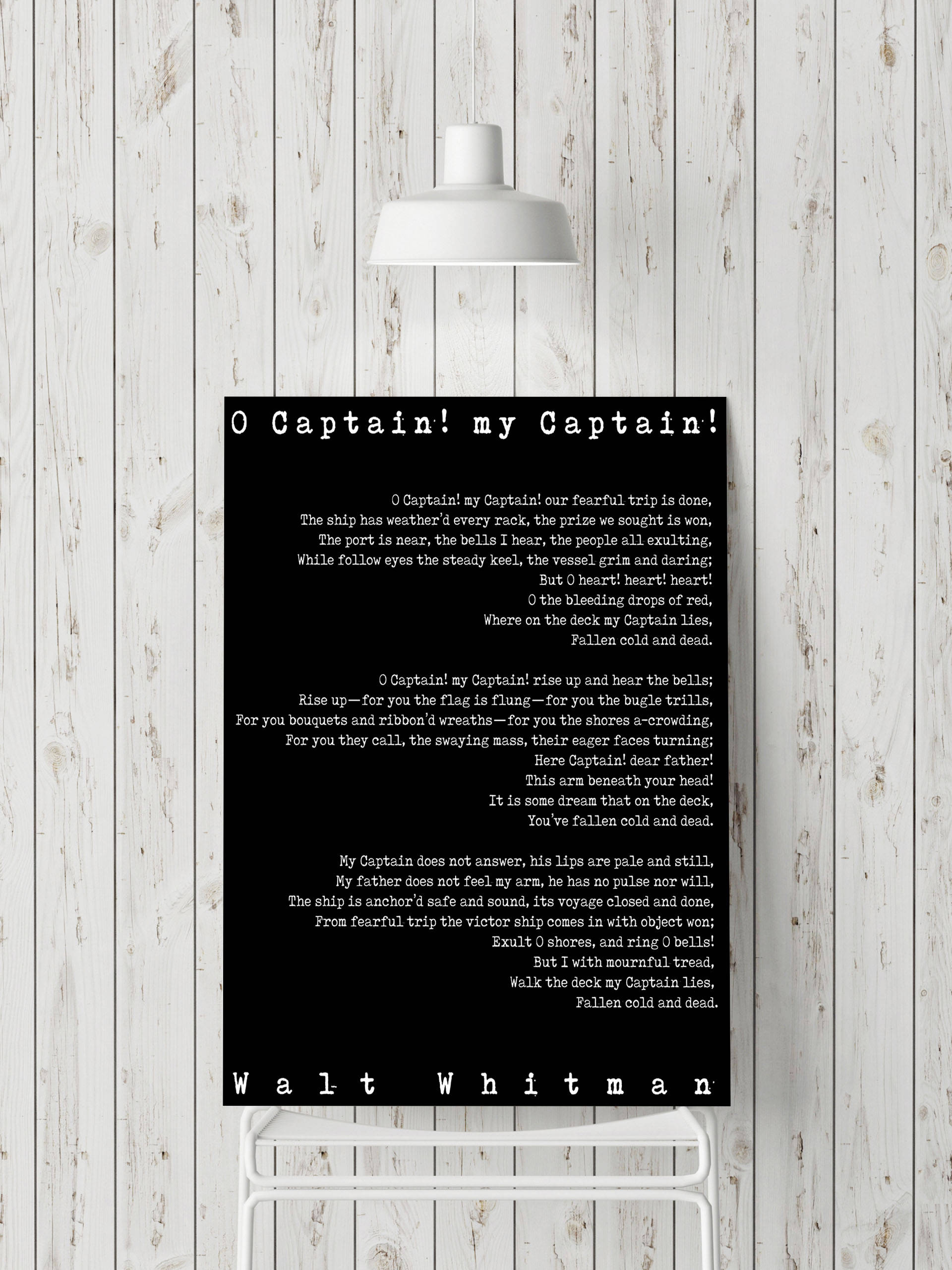 Walt Whitman Poem Art O Captain Print Literary Poster, Leaves of Grass literary quote print, Unframed - BookQuoteDecor