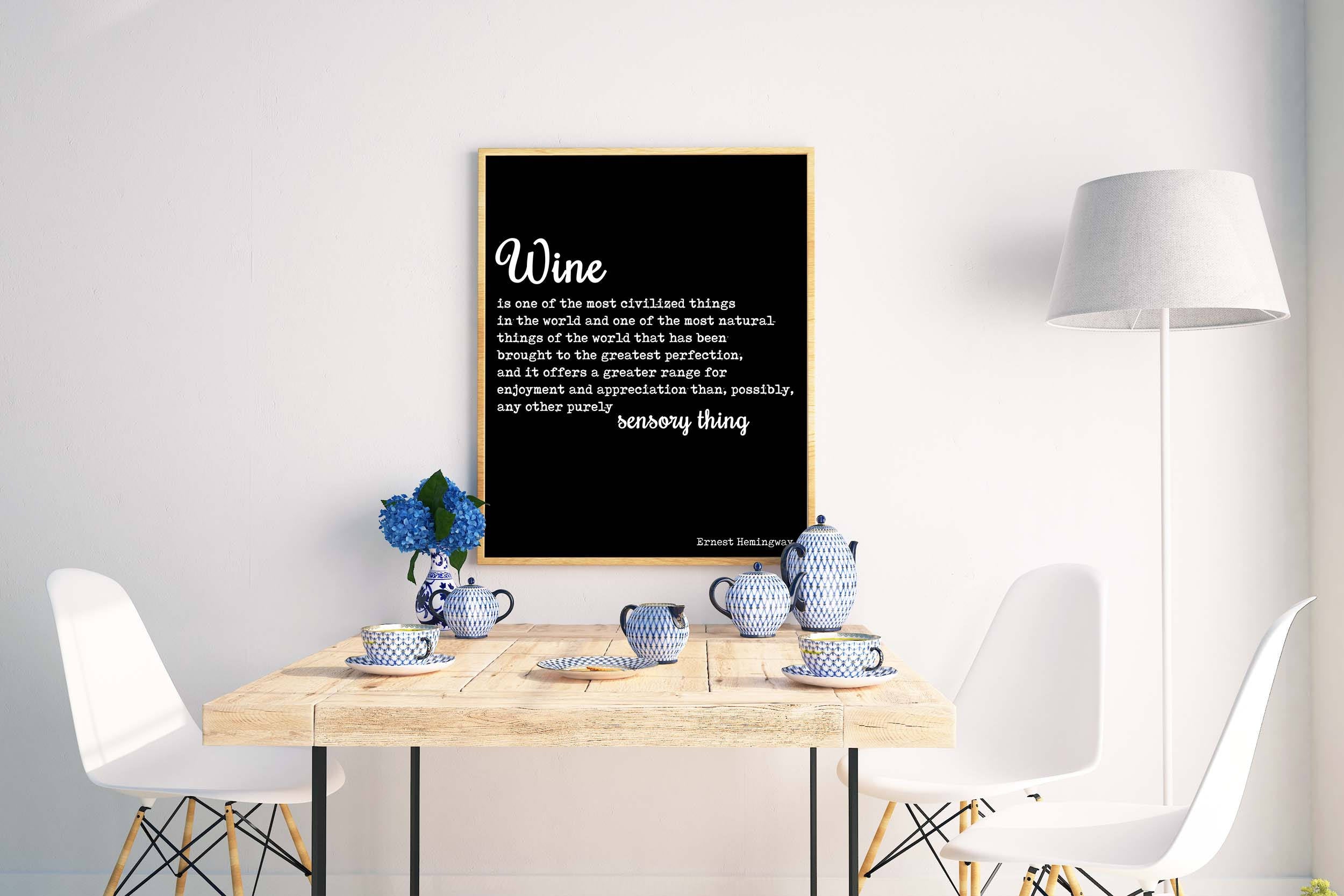 Hemingway quote print about Wine - BookQuoteDecor