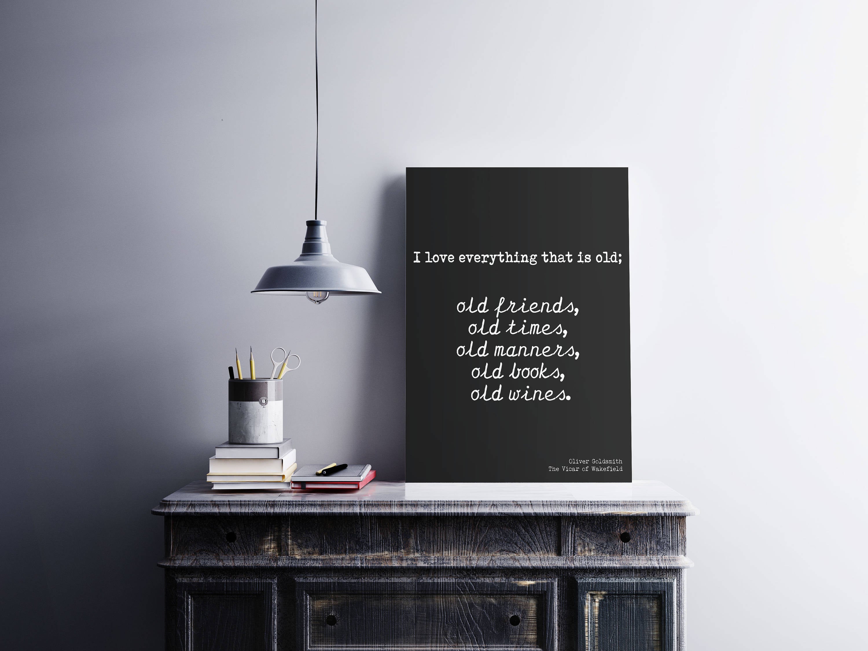 Oliver Goldsmith Quote Print About Wine, Books & Friends, Unframed Poster Print In Black And White, Quote Poster About Old Friends Gift - BookQuoteDecor