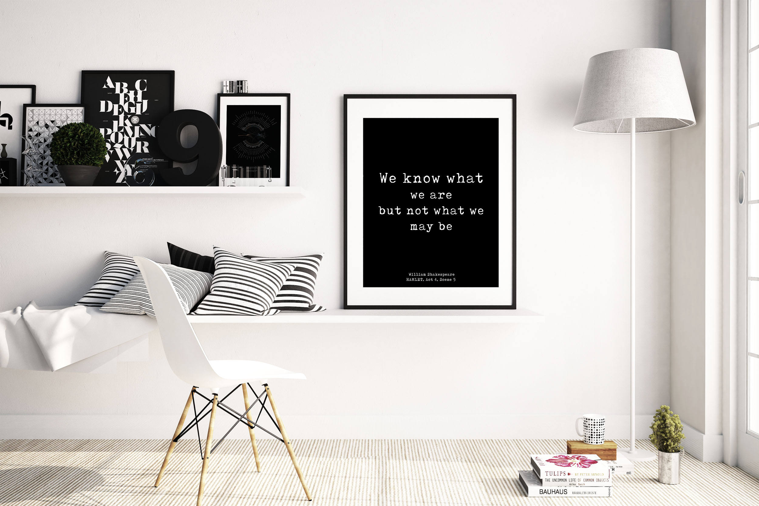 Shakespeare Wall Art in Black & White, Shakespeare Quote from Hamlet, Motivation Print, Inspirational Quote for Home Decor Unframed print - BookQuoteDecor