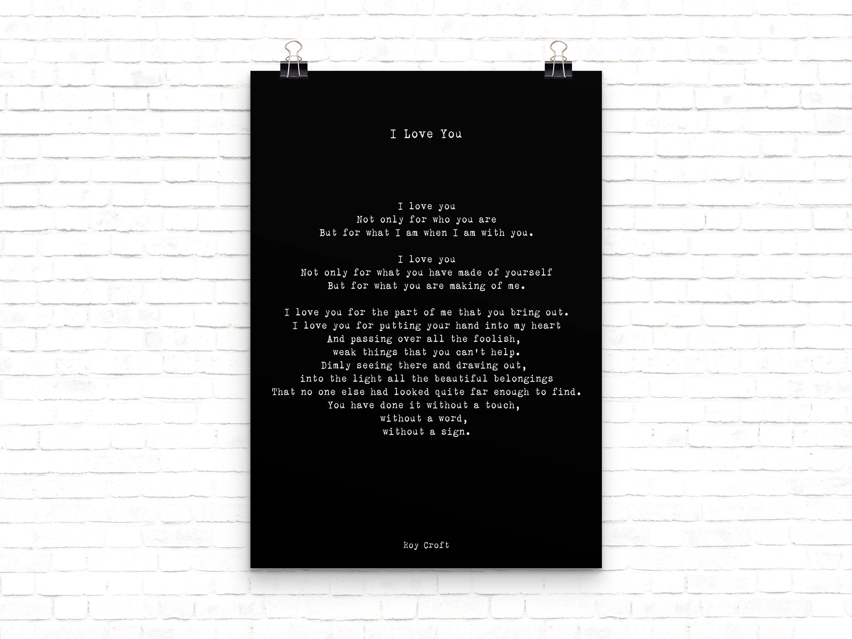 I Love You Poem Print Roy Croft - BookQuoteDecor