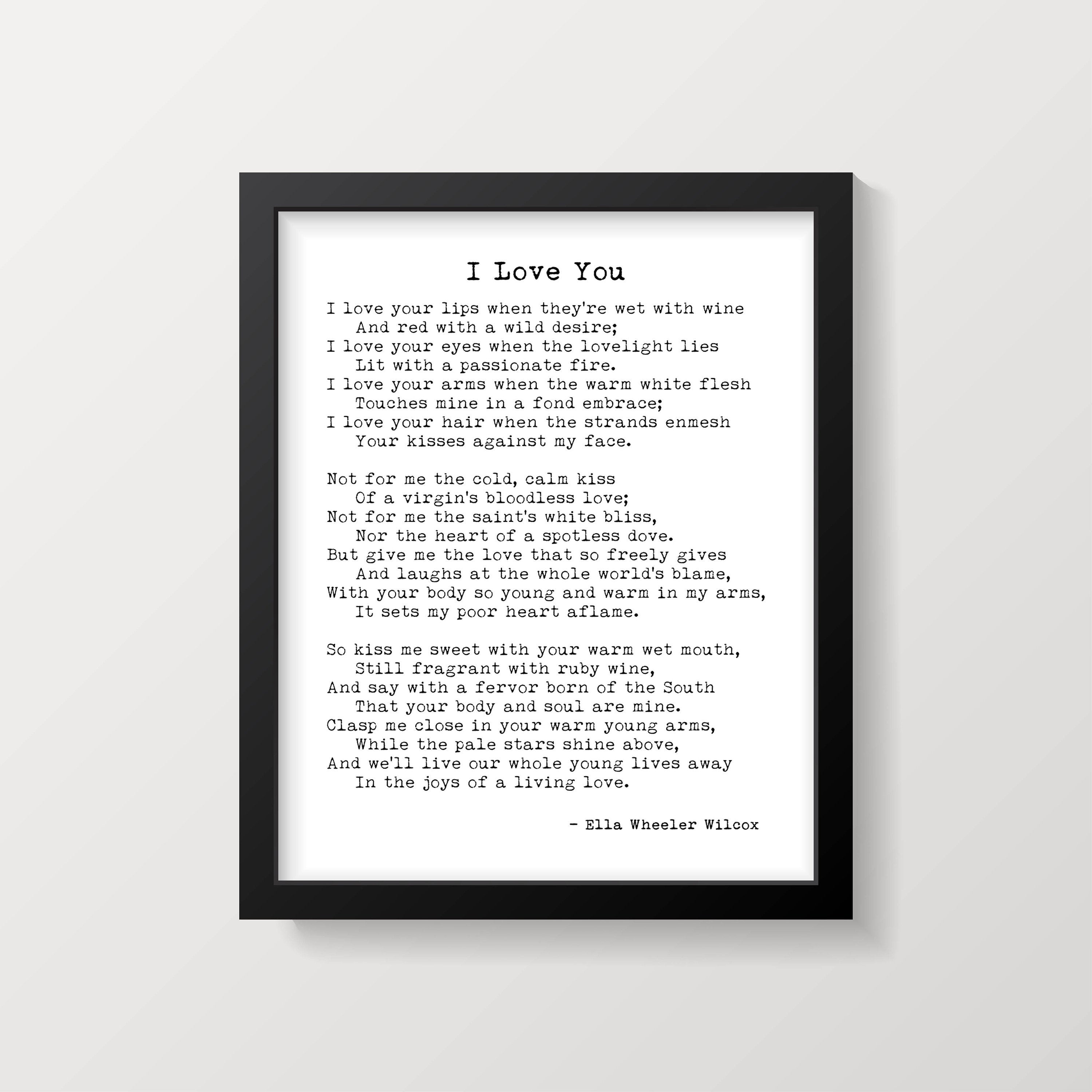 I Love Your Lips When They’re Wet With Wine Ella Wheeler Wilcox Print - BookQuoteDecor