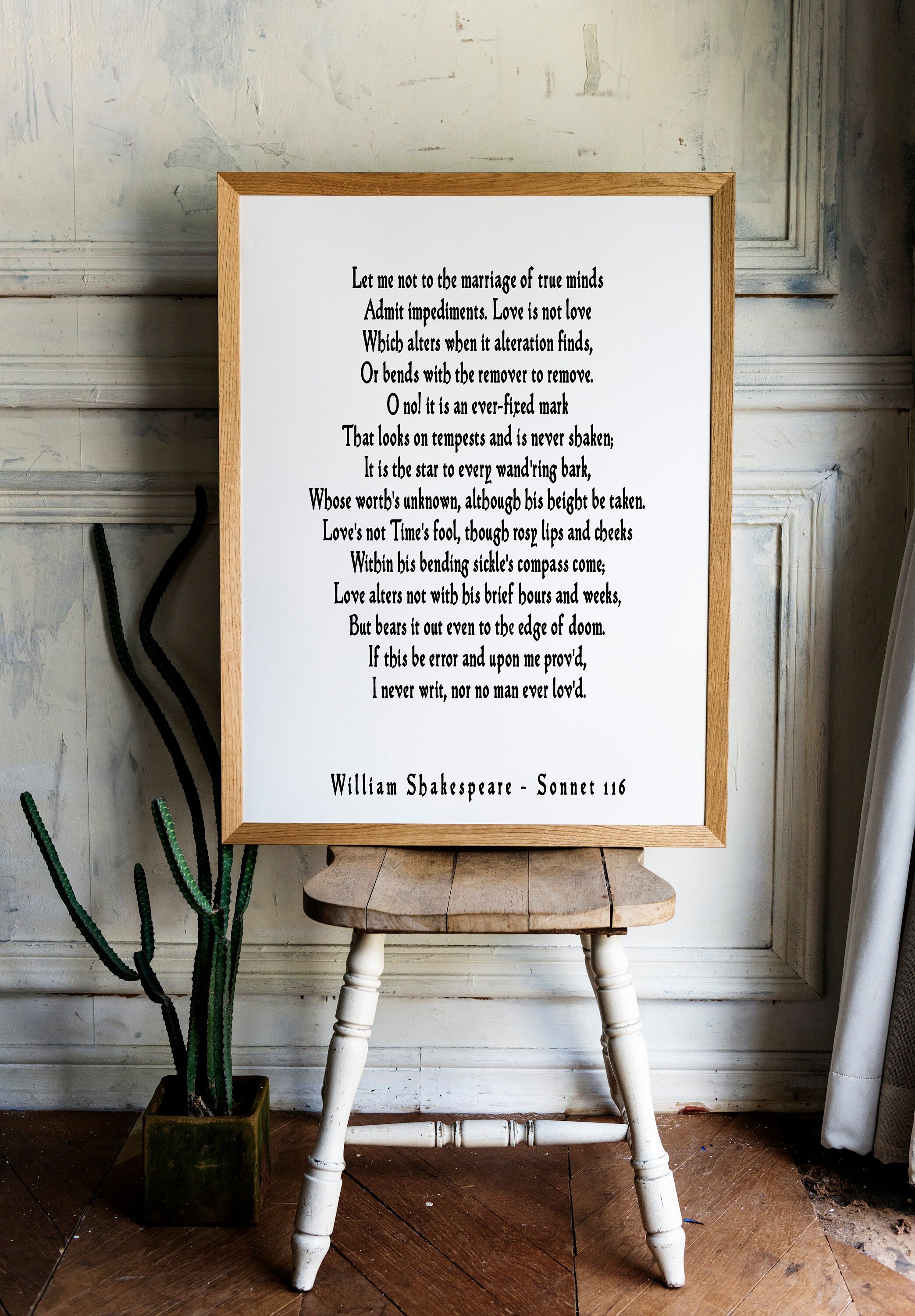 Personalized Wedding Gift - Shakespeare Sonnet 116 in newest Hand Calligraphy - Custom Anniversary gift - Calligraphy with Watercolors - Wall Art