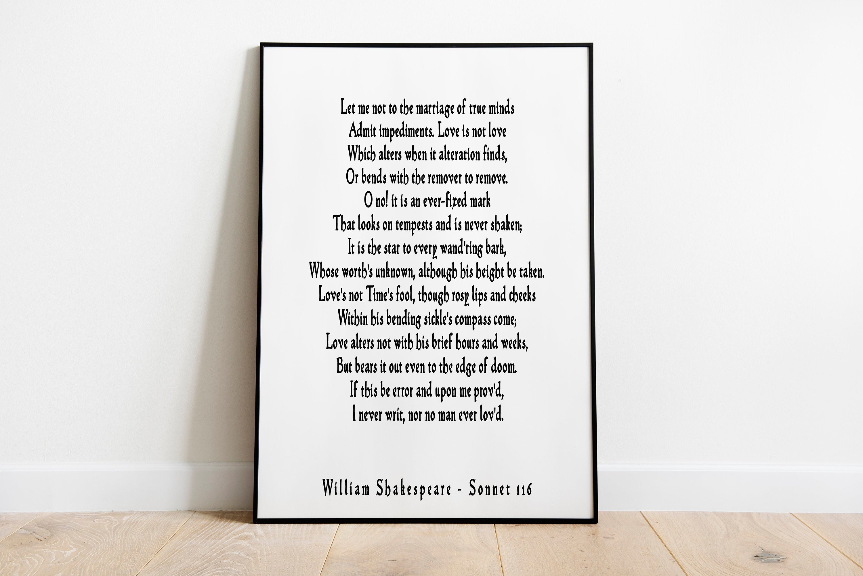 Sonnet 116 Shakespeare Love Poem Quote Print, Shakespeare Wall Art, Love Poetry Art, Gallery Wall Idea, Marriage Of True Minds Unframed - BookQuoteDecor