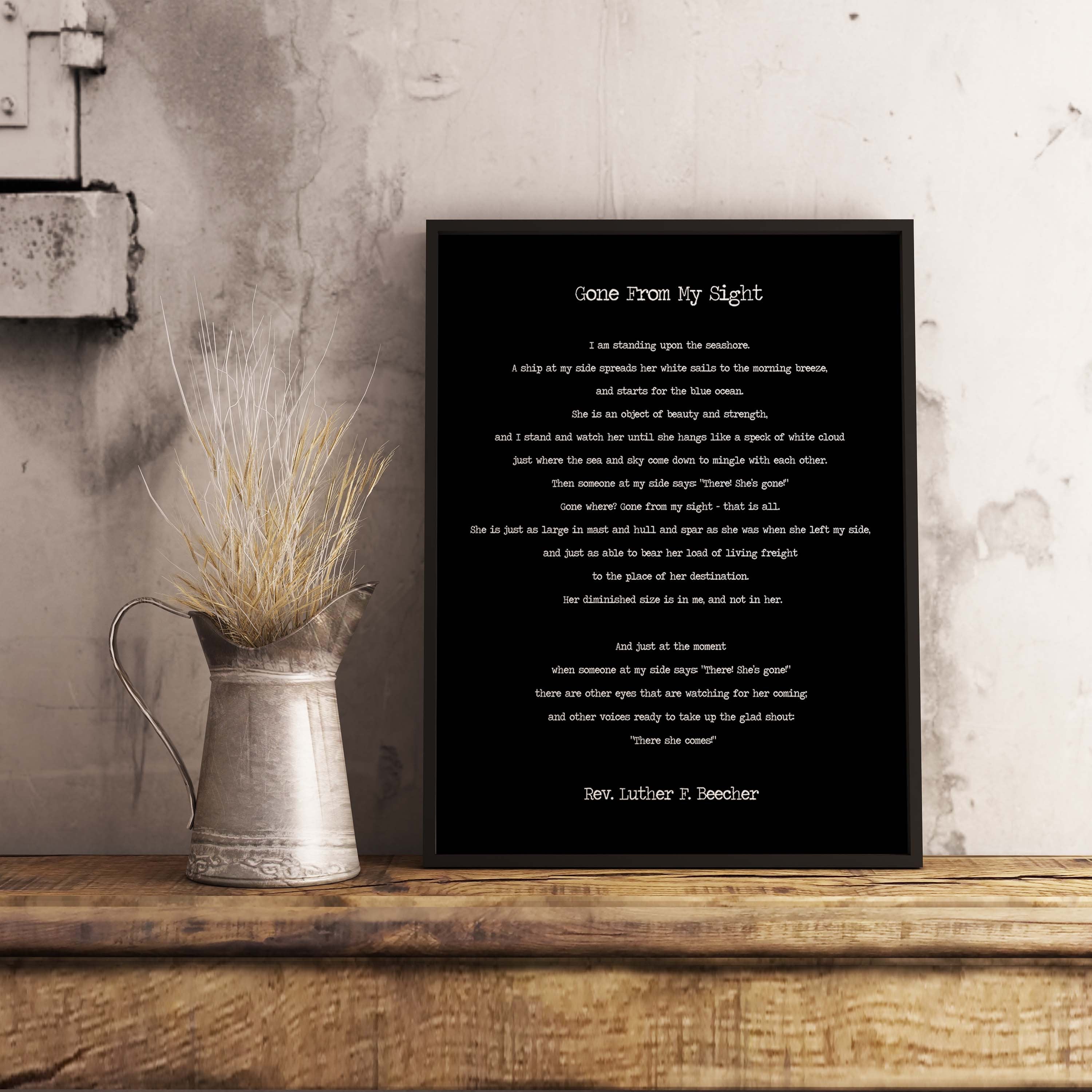 Gone From My Sight Poem Rev. Luther F. Beecher Print - BookQuoteDecor