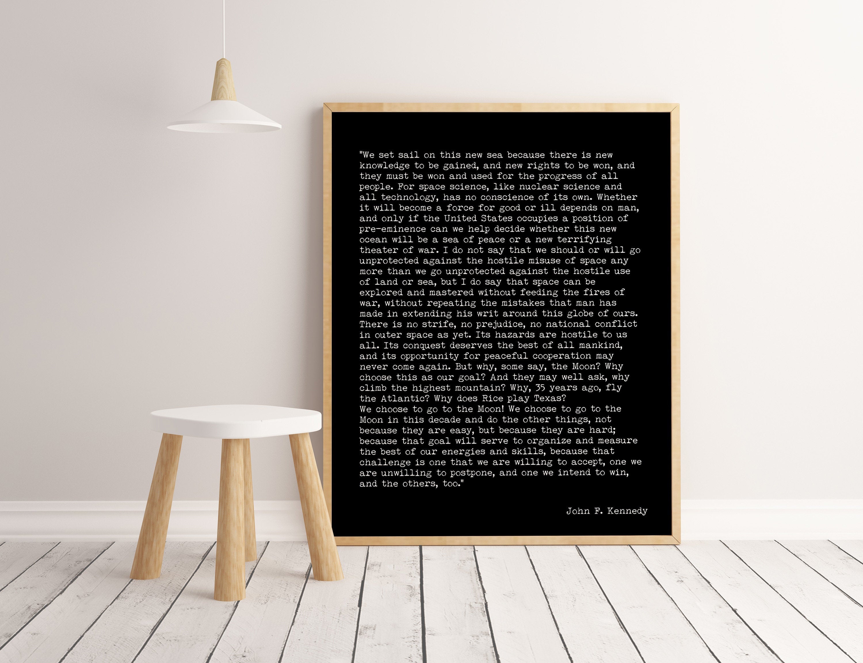 John F. Kennedy Print We Choose To Go To The Moon - BookQuoteDecor