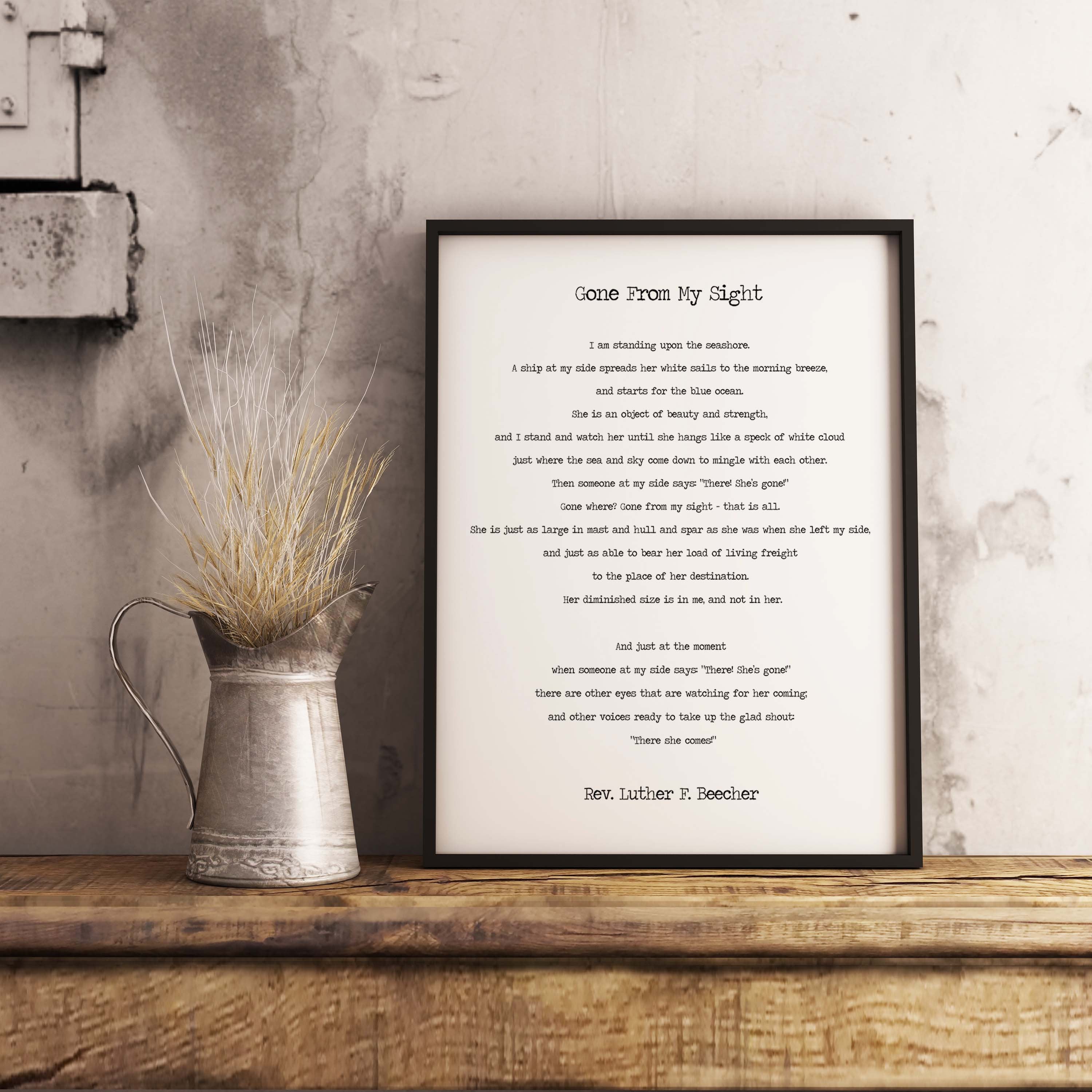 Gone From My Sight Poem Rev. Luther F. Beecher Print - BookQuoteDecor