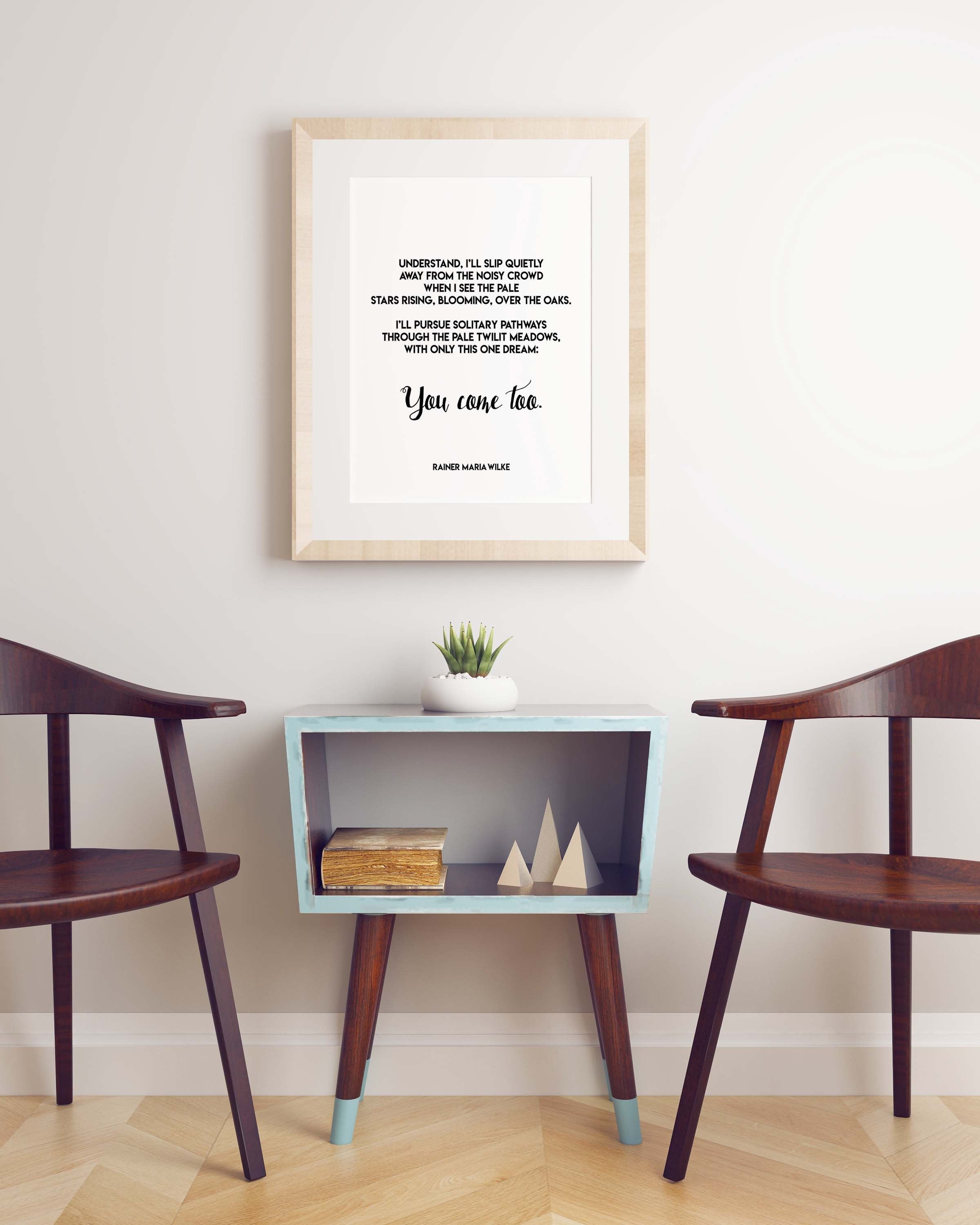 Pathways Rainer Maria Rilke Poem Print, You Come Too Love Poem Poster, Black & White Literary Gift Print, Romantic Poetry Print, Unframed - BookQuoteDecor