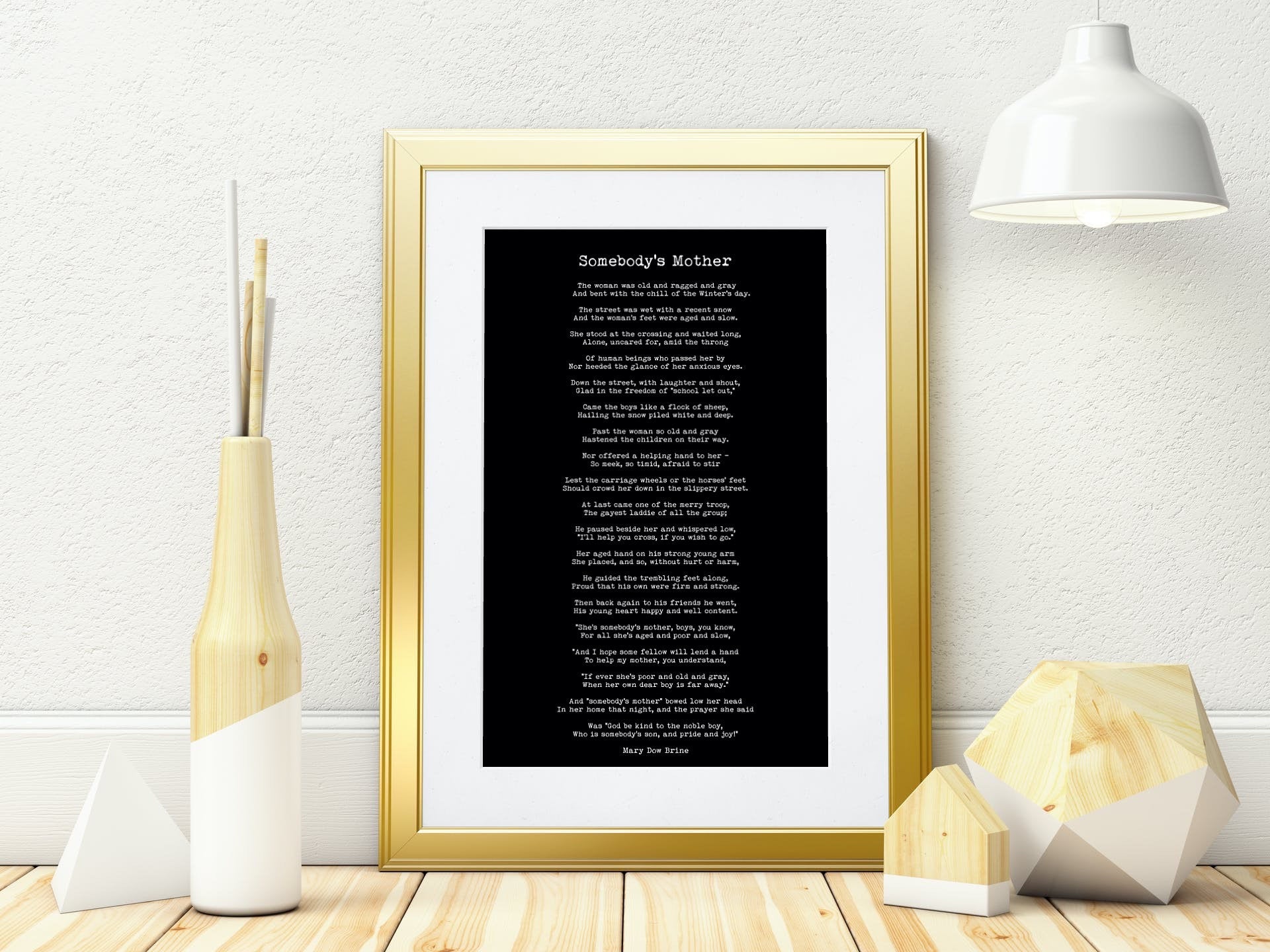 Somebody's Mother Mary Dow Brine Poem Wall Art Print in Black & White ...