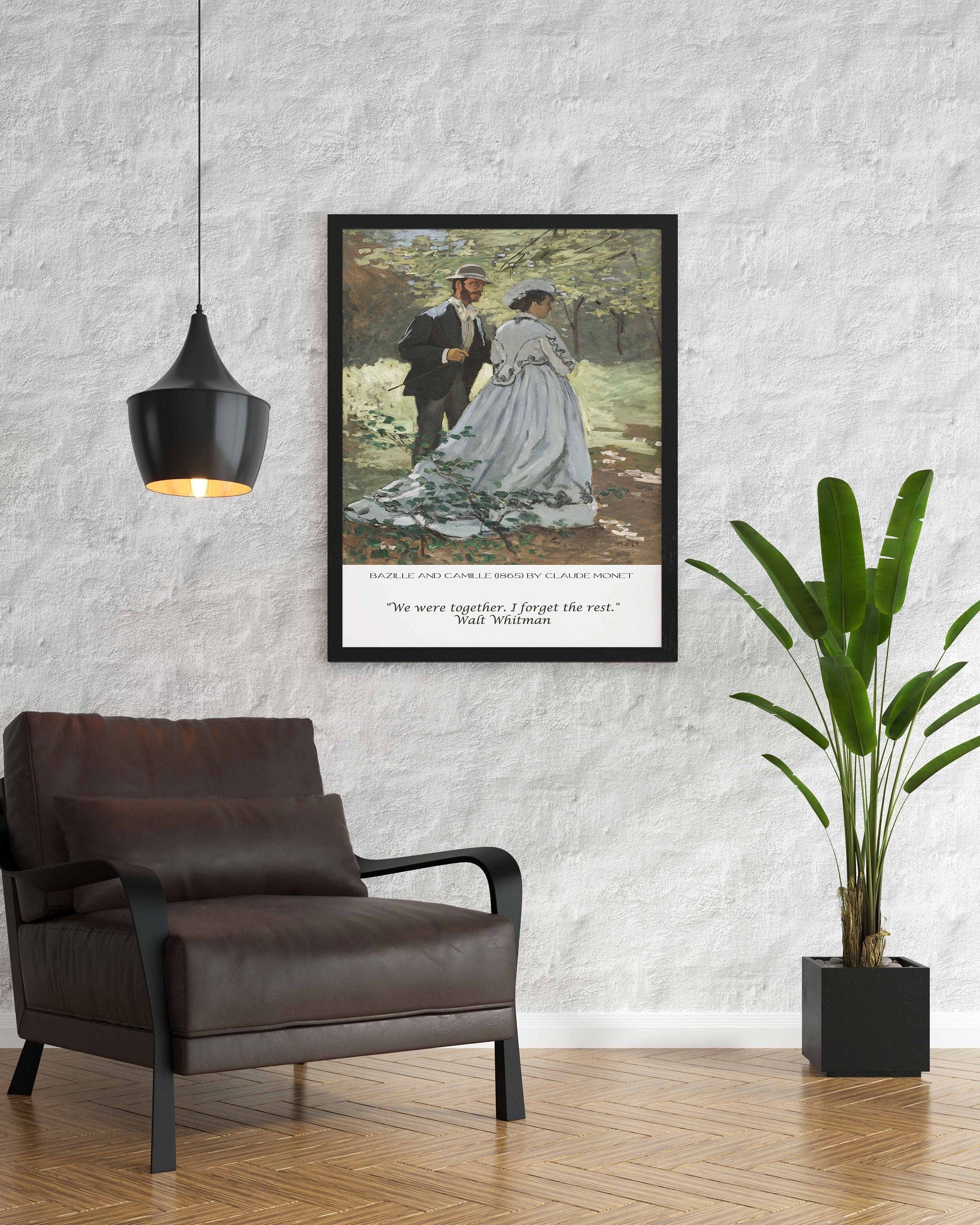 We Were Together I Forget The Rest Walt Whitman Inspirational Quote, unframed Claude Monet Fine Art Prints - Bazille and Camille