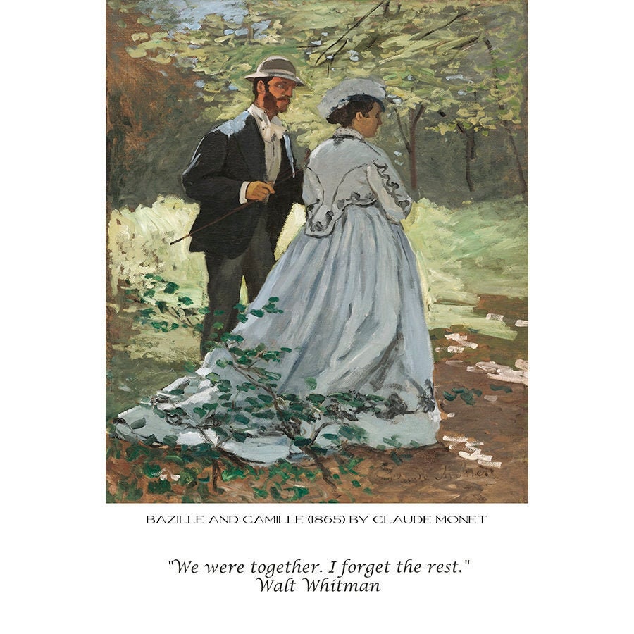 We Were Together I Forget The Rest Walt Whitman Inspirational Quote, unframed Claude Monet Fine Art Prints - Bazille and Camille