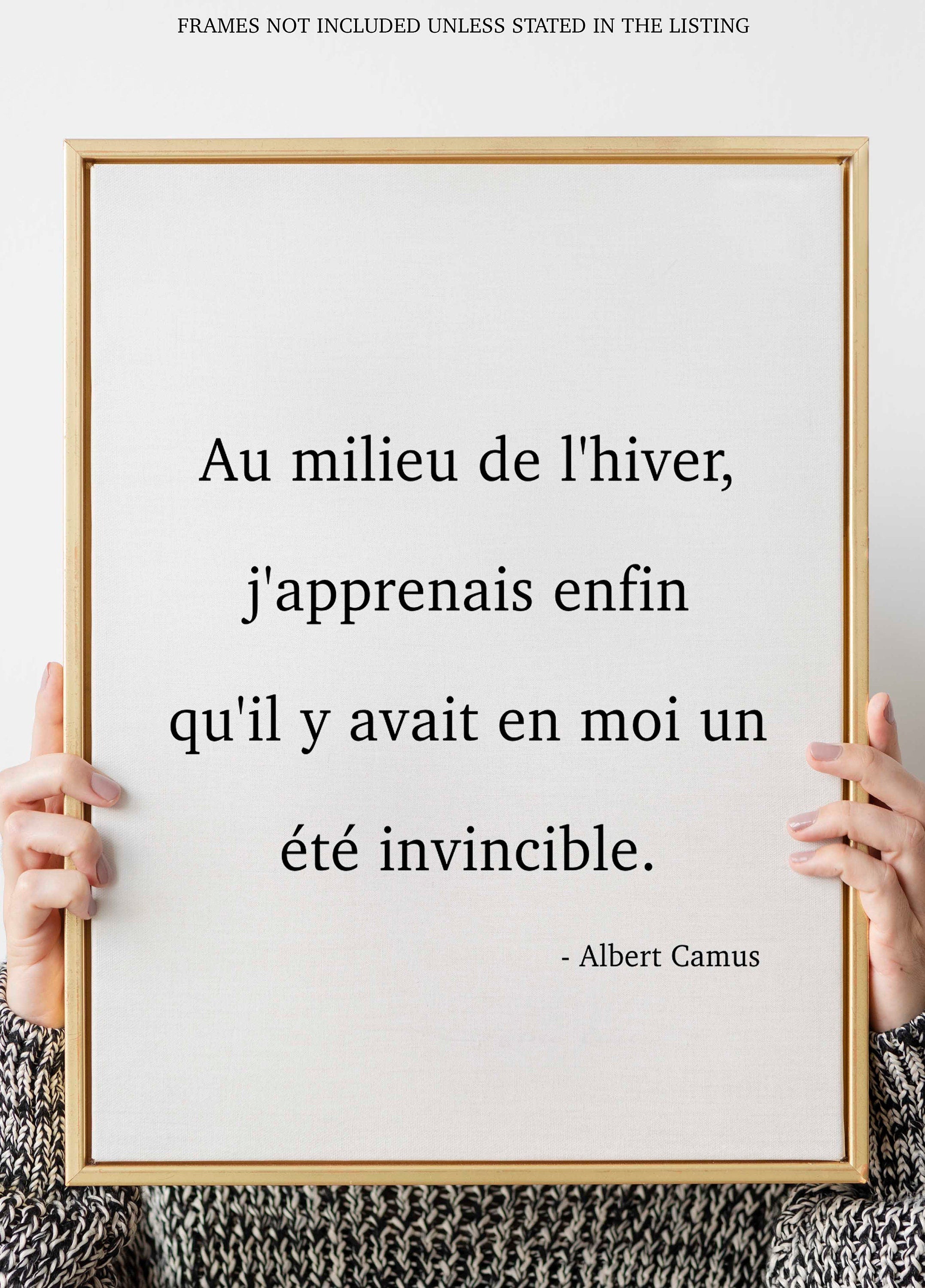 Albert Camus Quote Print in French - un été invincible, Invincible Summer wall art print