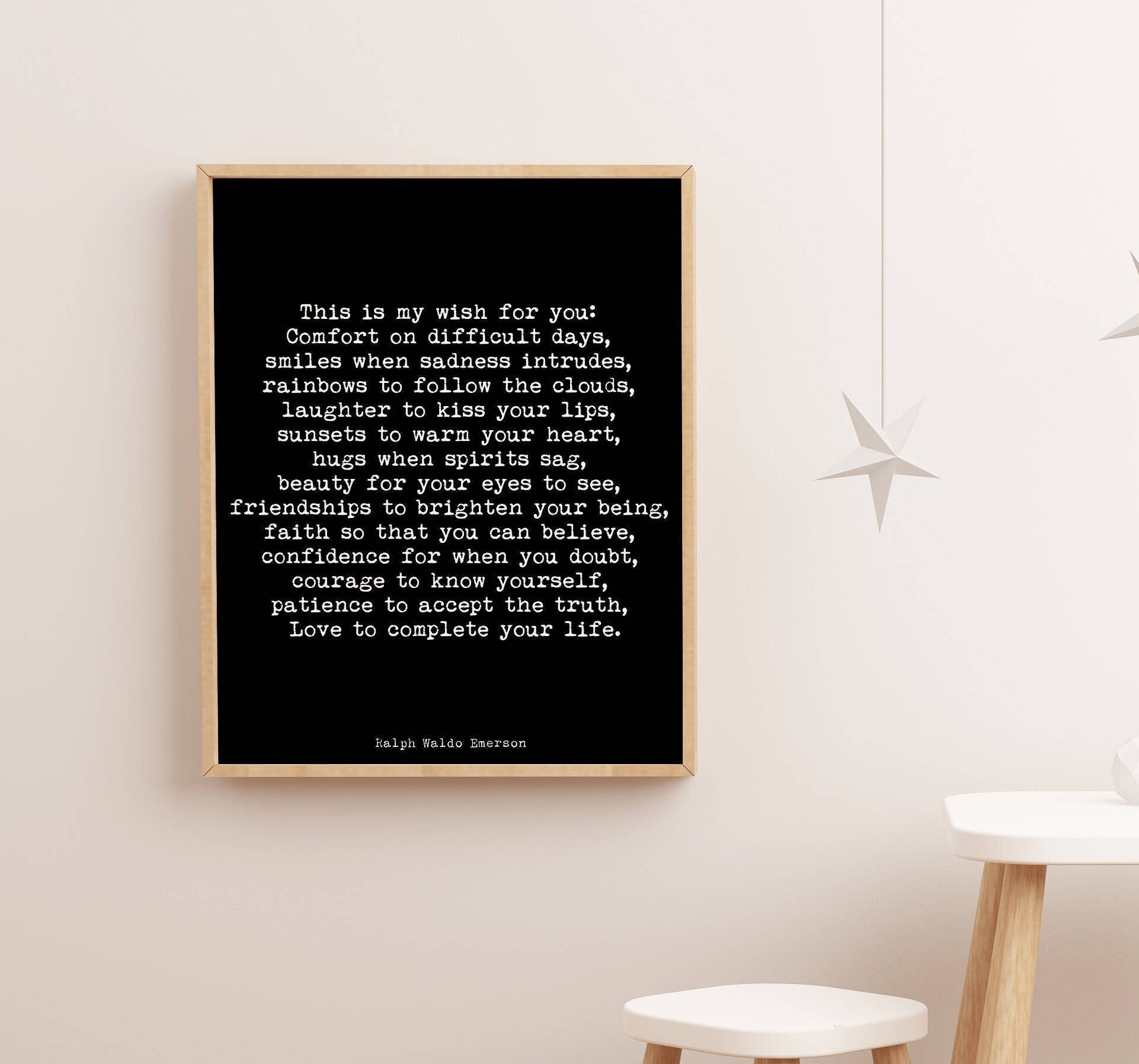 Emerson Inspirational Quote Print Featuring A Ralph Waldo Emerson Quote, Black & White Wall Art Print